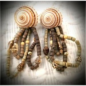 Seashell dangle earrings tiny shells lightweight